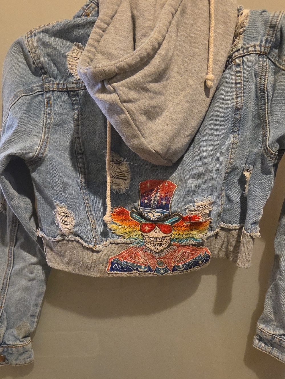 American Bazi Distressed Light Wash Denim Jacket